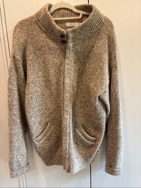Outdoor Voices Men's Heathered Taupe Zip Sweater Cardigan